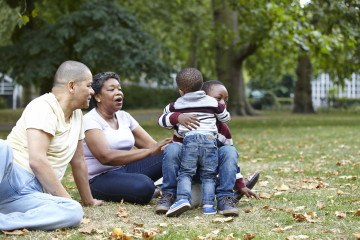 Family having fun in park
