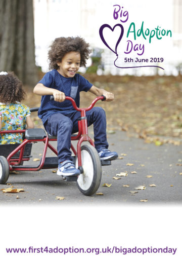 Big Adoption Day Poster – Boy on a tricycle (blank version)